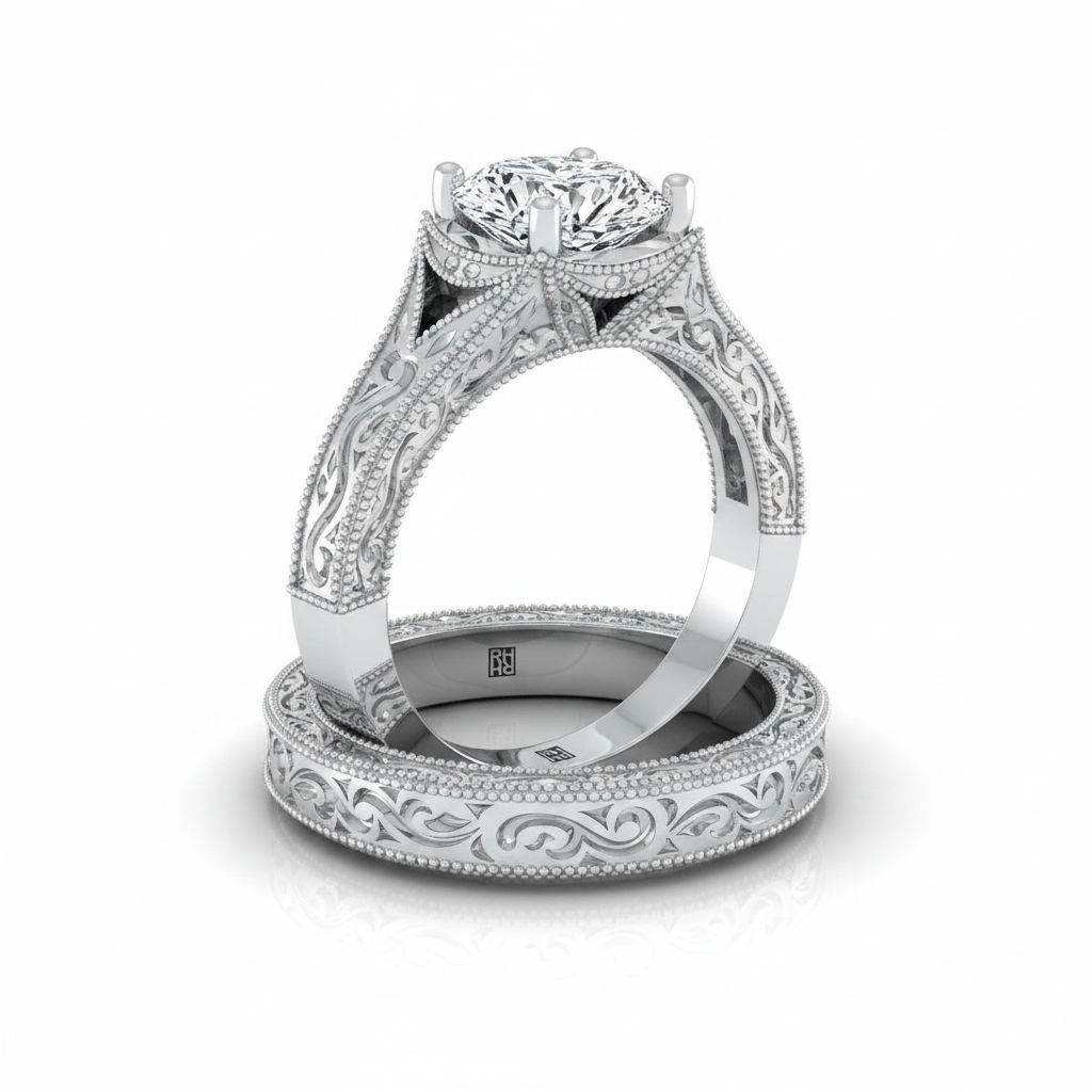 The Janis Matching Wedding Band, Pear in 18K White Gold | RockHer