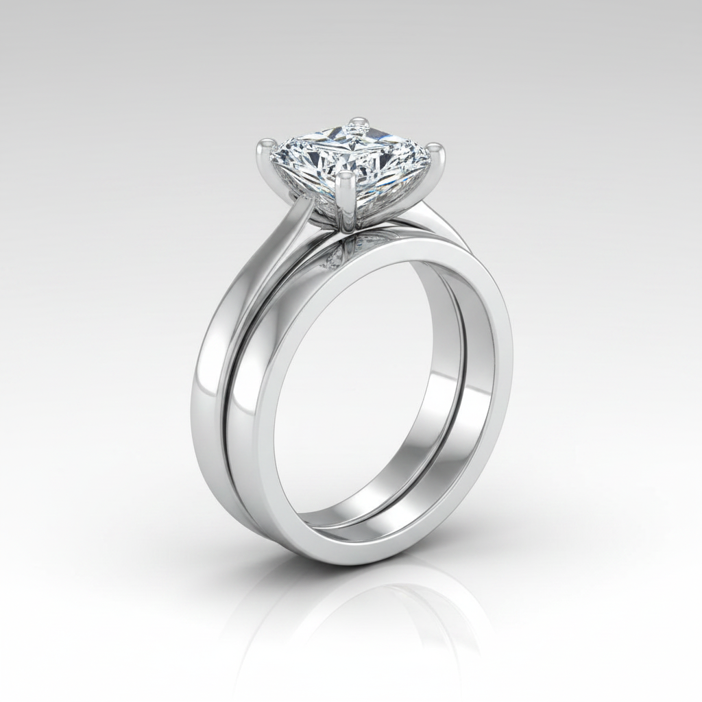 The Janis Matching Wedding Band, Radiant in 18K White Gold | RockHer
