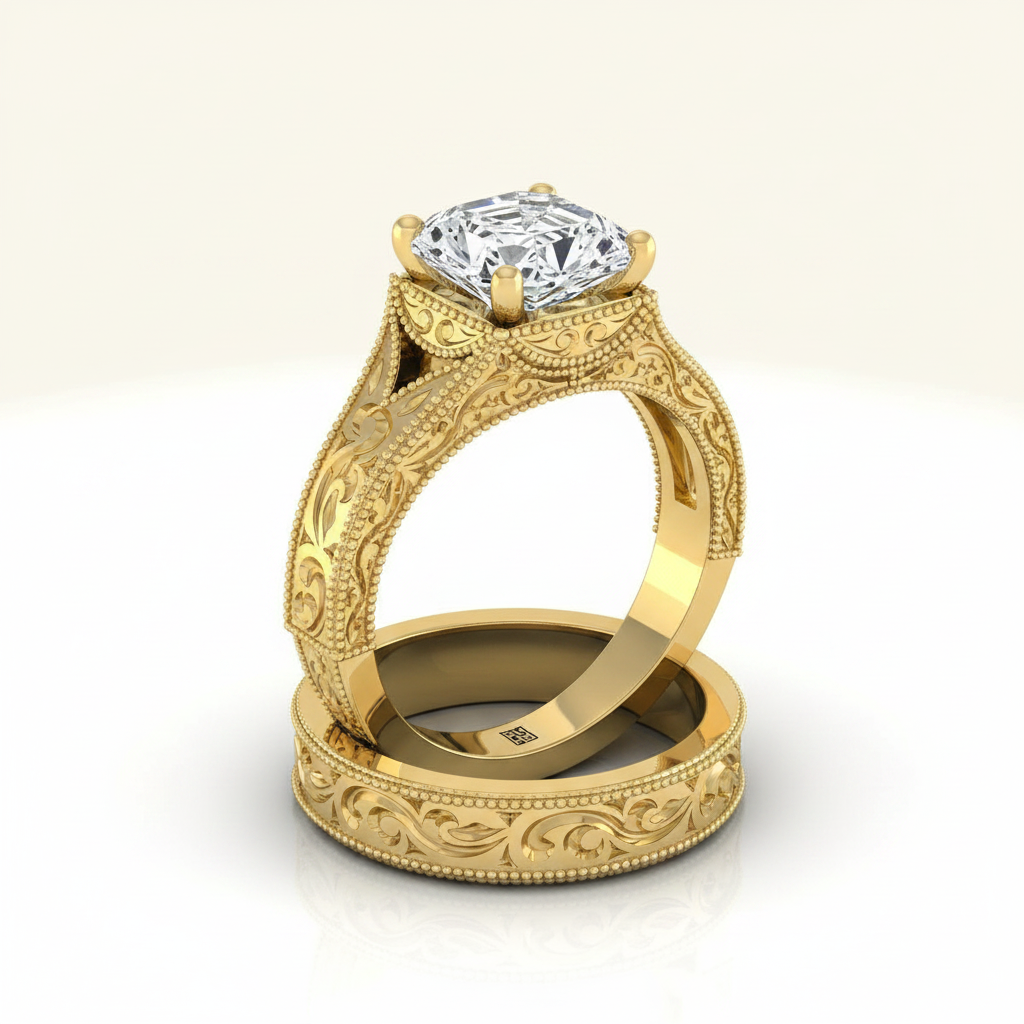 The Janis Matching Wedding Band, Asscher in 18K Yellow Gold | RockHer