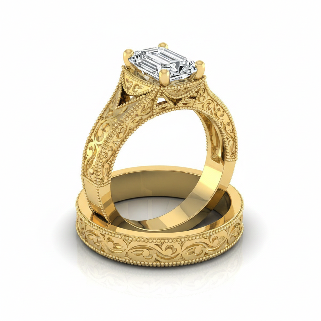 The Janis Matching Wedding Band, Emerald in 18K Yellow Gold | RockHer