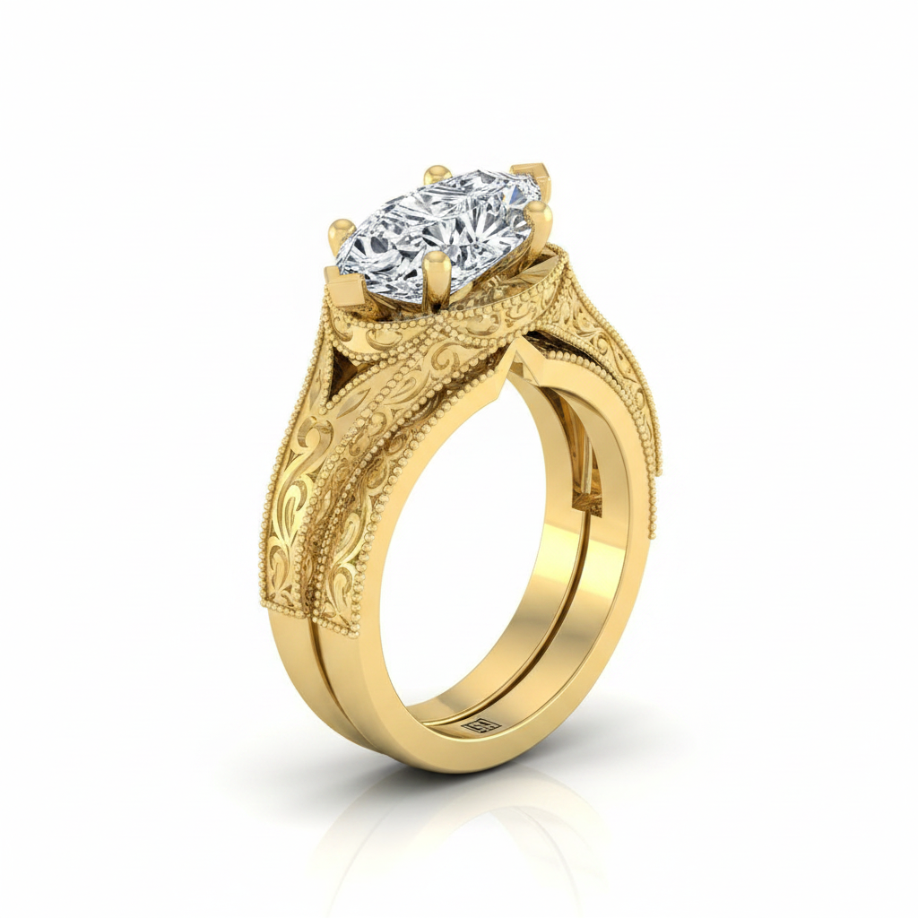 The Janis Matching Wedding Band, Marquise in 18K Yellow Gold | RockHer