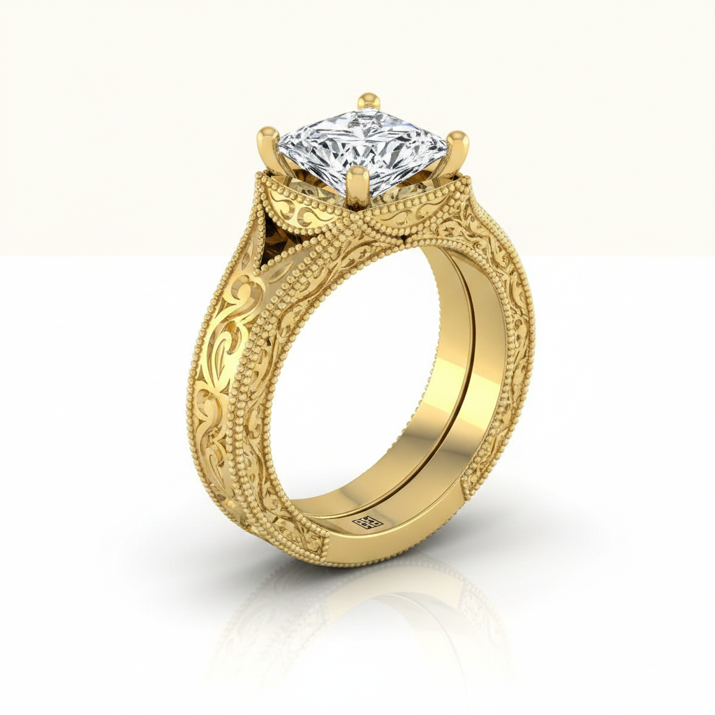 The Janis Matching Wedding Band, Princess in 18K Yellow Gold | RockHer