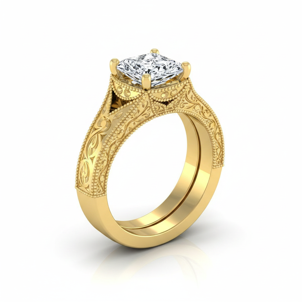 The Janis Matching Wedding Band, Radiant in 18K Yellow Gold | RockHer