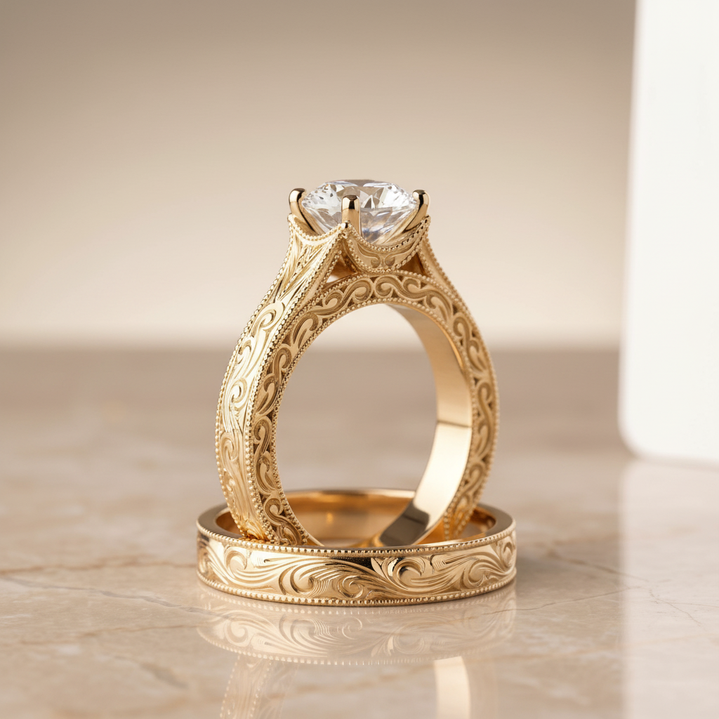 The Janis Matching Wedding Band, Round in 18K Yellow Gold | RockHer