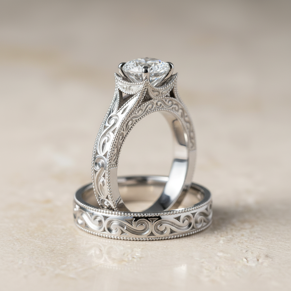 The Janis Matching Wedding Band, Cushion in Platinum | RockHer