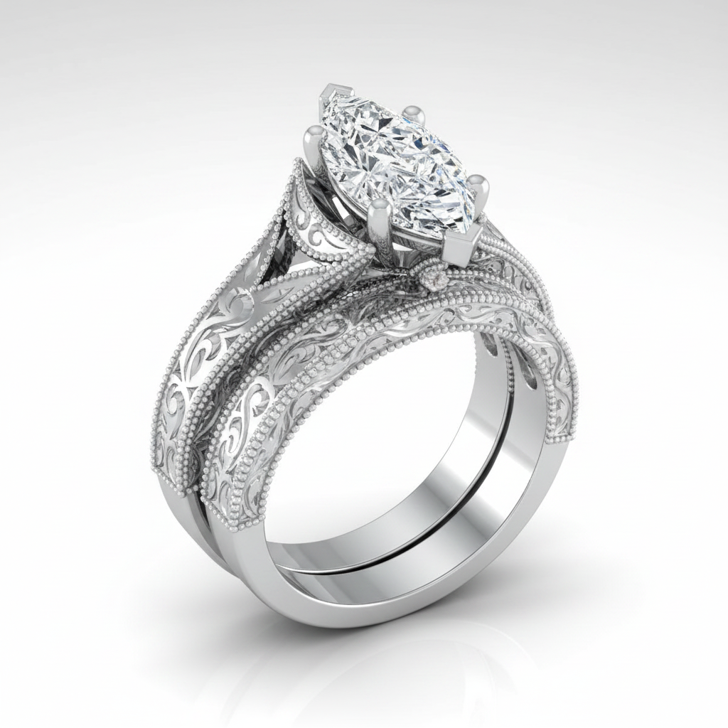 The Janis Matching Wedding Band, Marquise in Platinum | RockHer