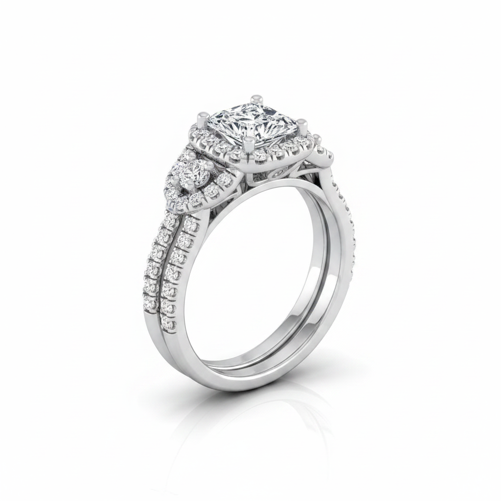 The Jennifer Matching Wedding Band, Princess in Platinum