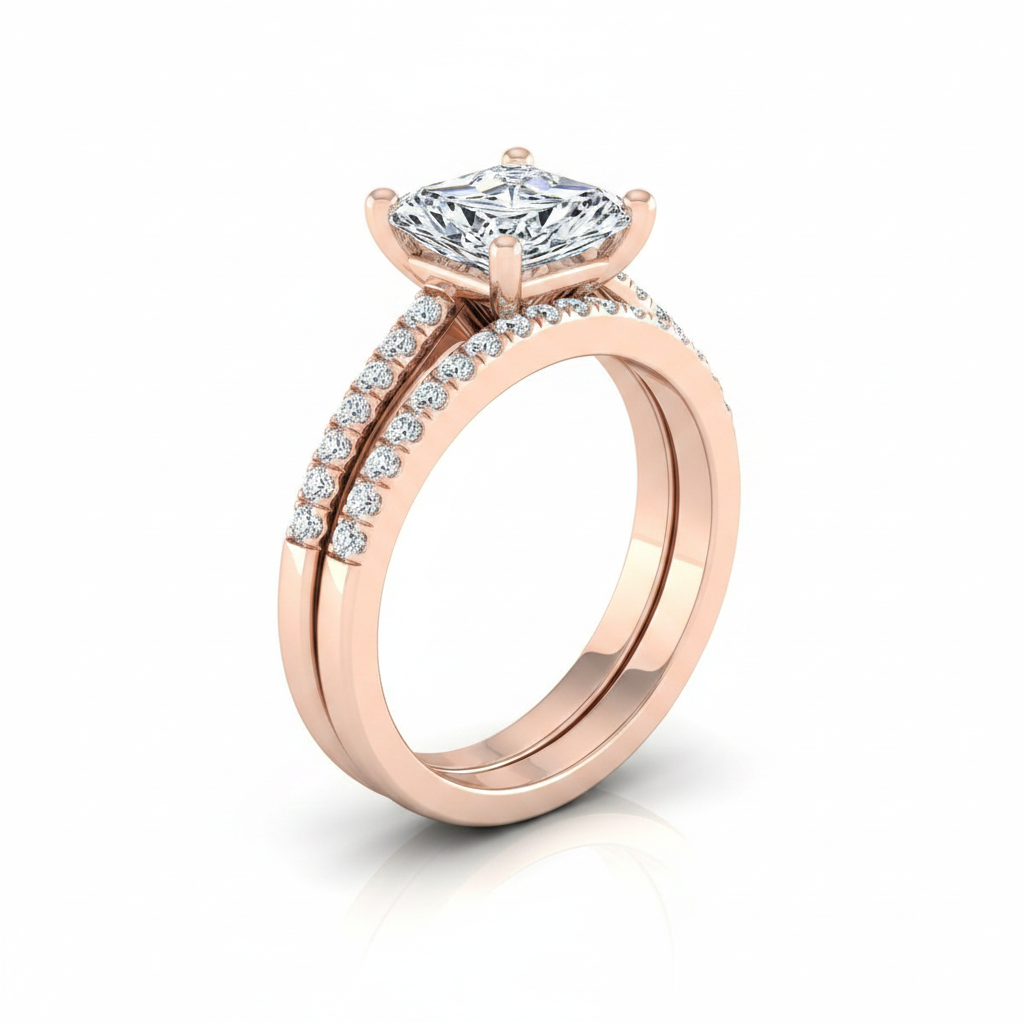 The Jessie Matching Wedding Band, Radiant in 14K Rose Gold