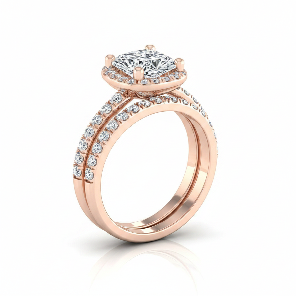 The Joan Matching Wedding Band, Princess in 14K Rose Gold