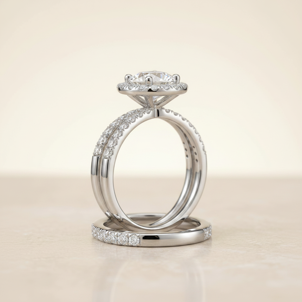 The Joan Matching Wedding Band, Round in 18K White Gold