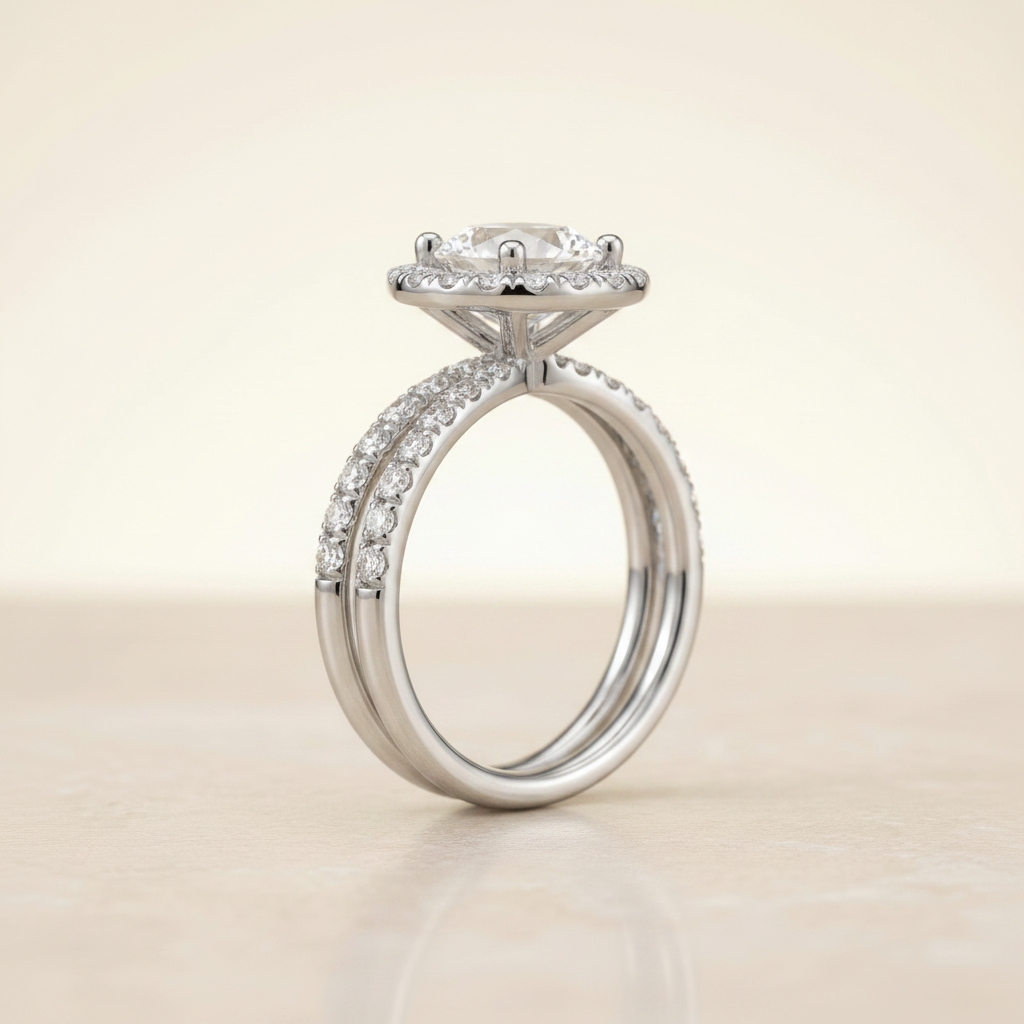 The Joan Matching Wedding Band, Round in Platinum