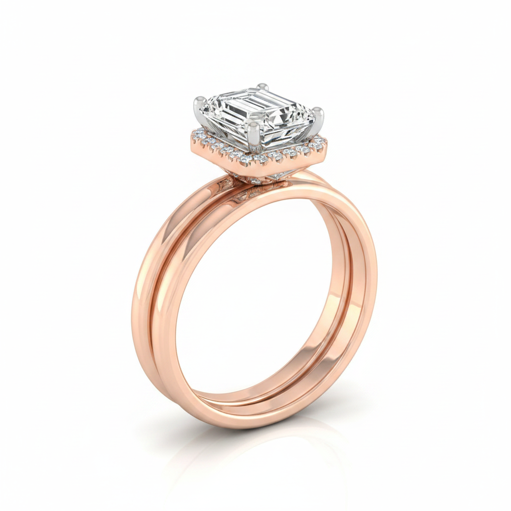 The Joni Matching Wedding Band, Emerald in 14K Rose Gold | RockHer