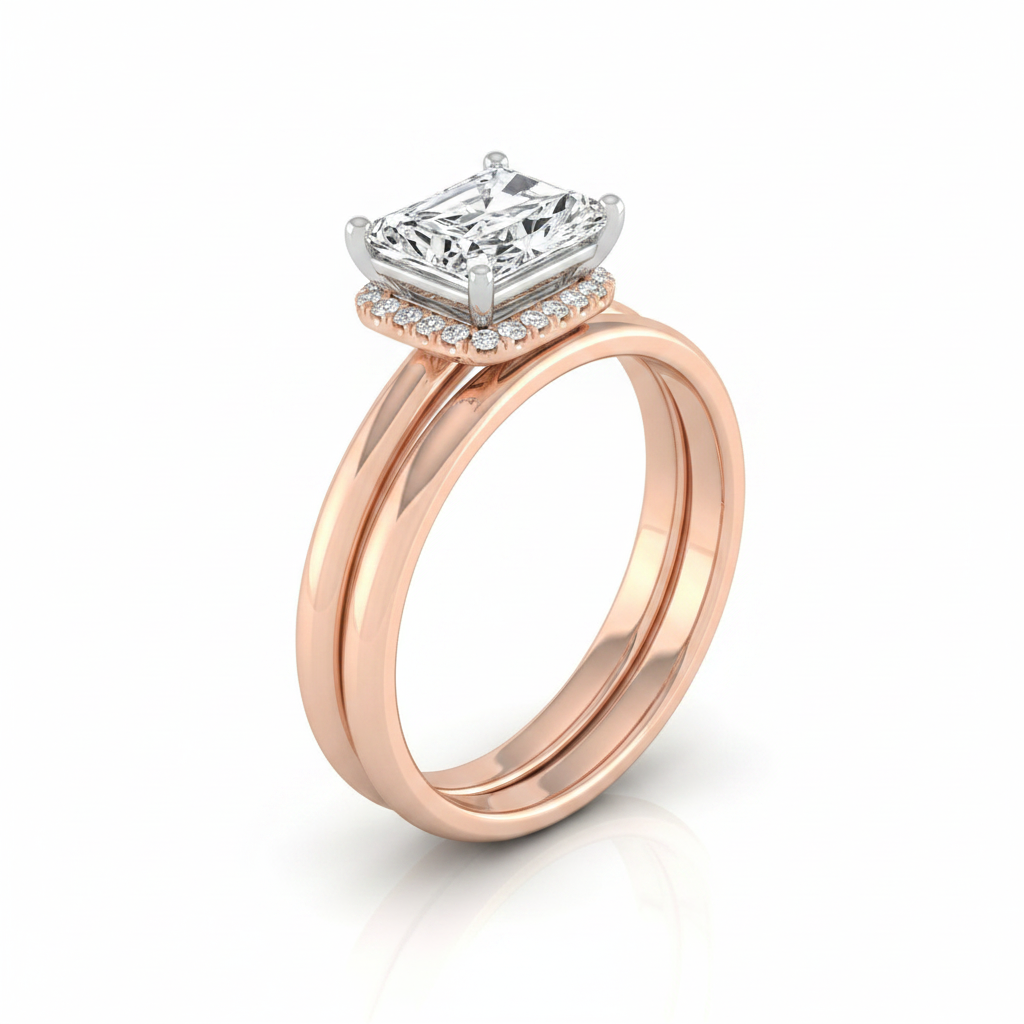 The Joni Matching Wedding Band, Radiant in 14K Rose Gold | RockHer