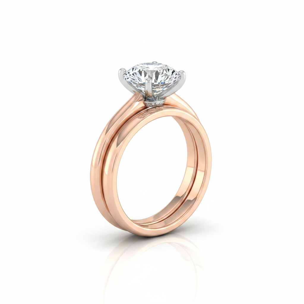 The Joni Matching Wedding Band, Round in 14K Rose Gold | RockHer