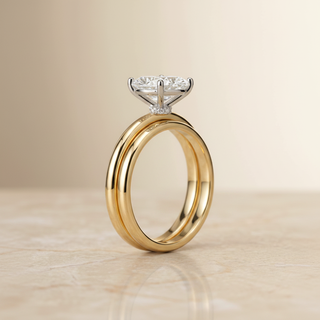 The Joni Matching Wedding Band, Oval in 18K Yellow Gold | RockHer