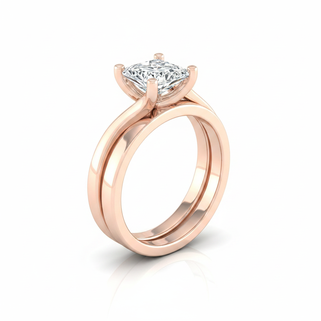 The Joplin Matching Wedding Band, Princess in 14K Rose Gold | RockHer