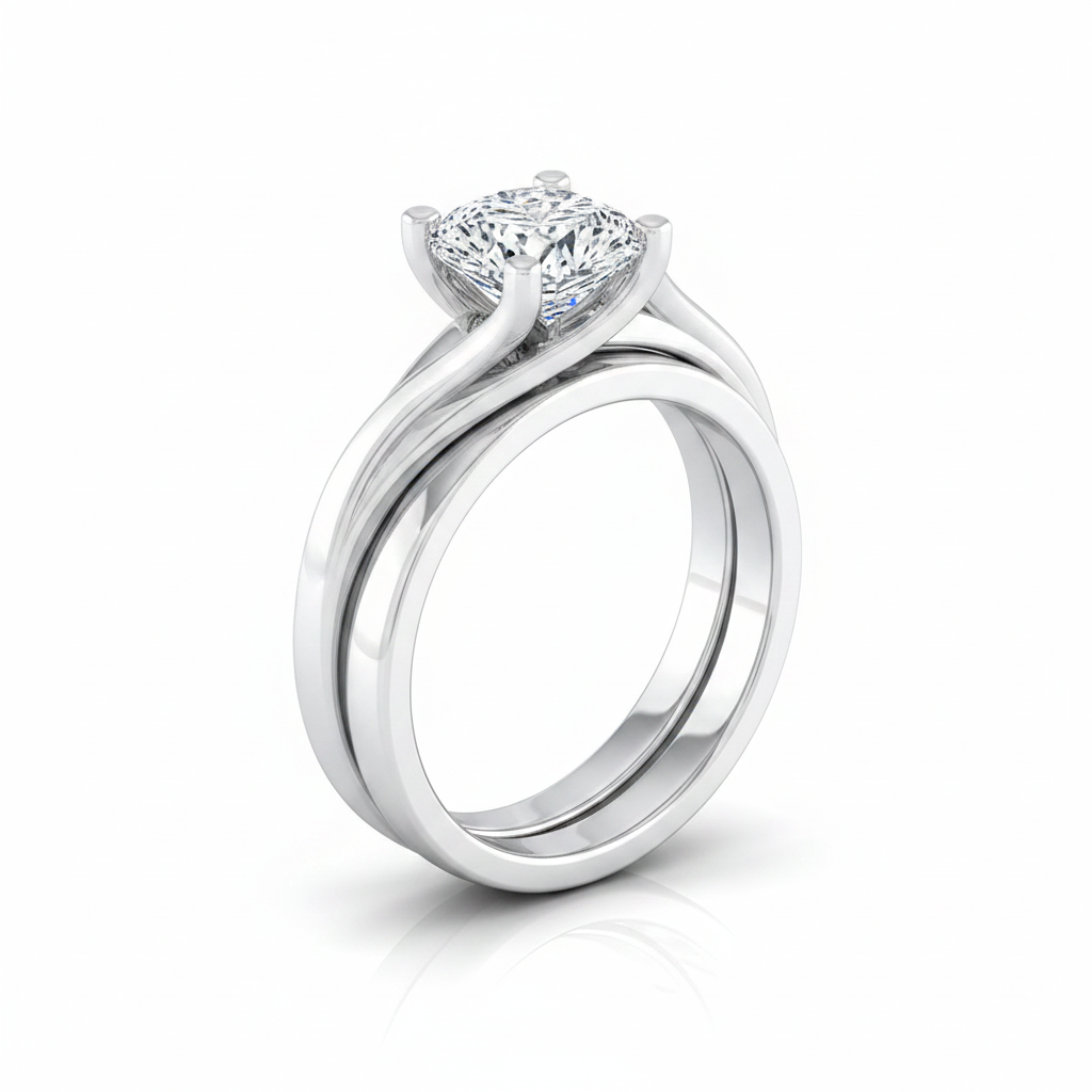 The Joplin Matching Wedding Band, Cushion in 18K White Gold | RockHer