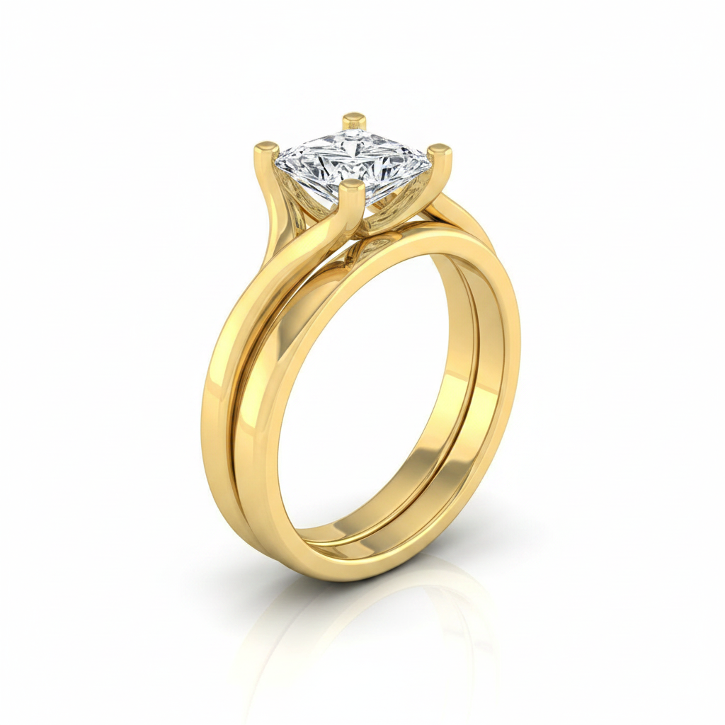 The Joplin Matching Wedding Band, Princess in 18K Yellow Gold | RockHer