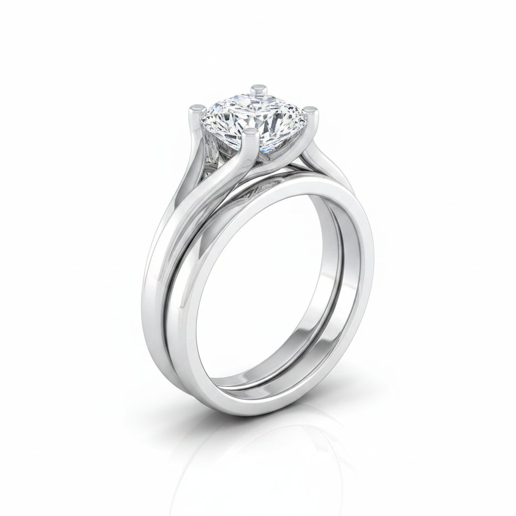 The Joplin Matching Wedding Band, Cushion in Platinum | RockHer