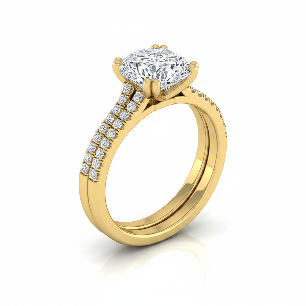 The Joss Matching Wedding Band, Cushion in 18K Yellow Gold