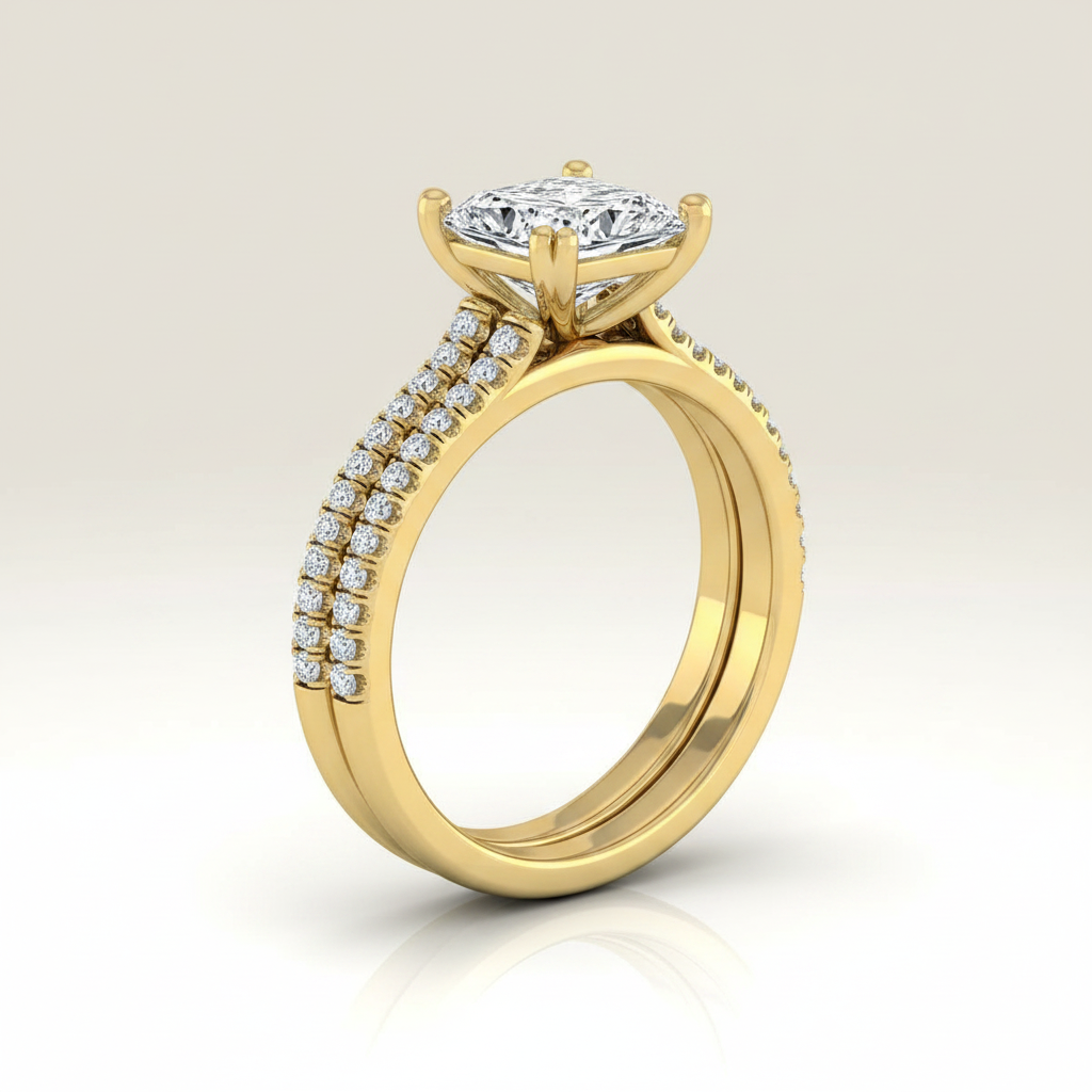 The Joss Matching Wedding Band, Princess in 18K Yellow Gold