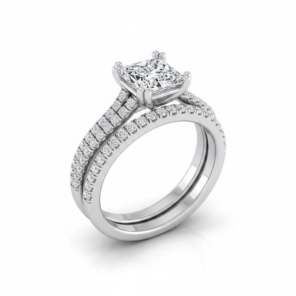 The Joss Matching Wedding Band, Princess in Platinum