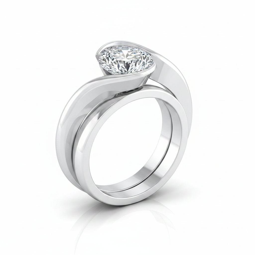 The Julia Matching Wedding Band, Round in 18K White Gold