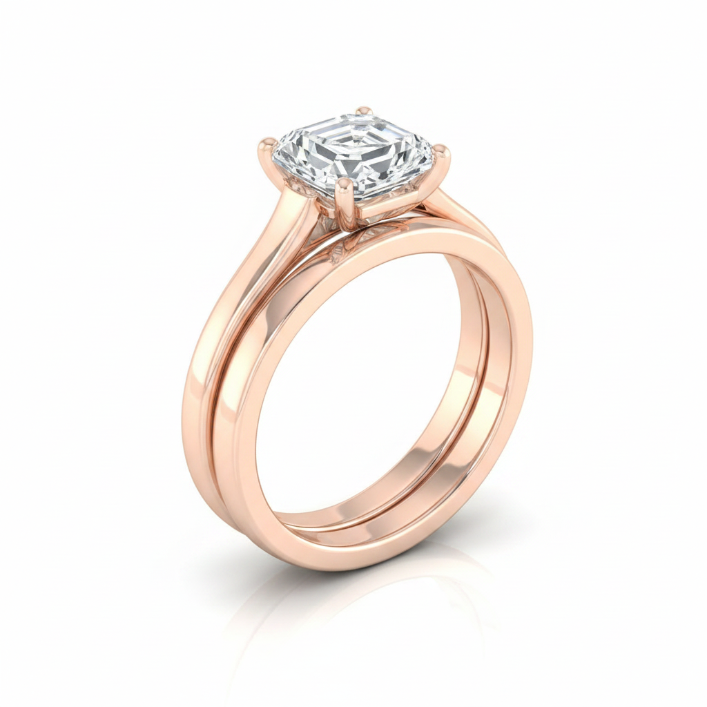The Juliette Matching Wedding Band, Asscher in 14K Rose Gold