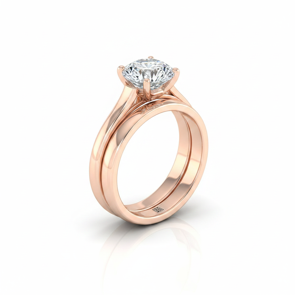 The Juliette Matching Wedding Band, Round in 14K Rose Gold