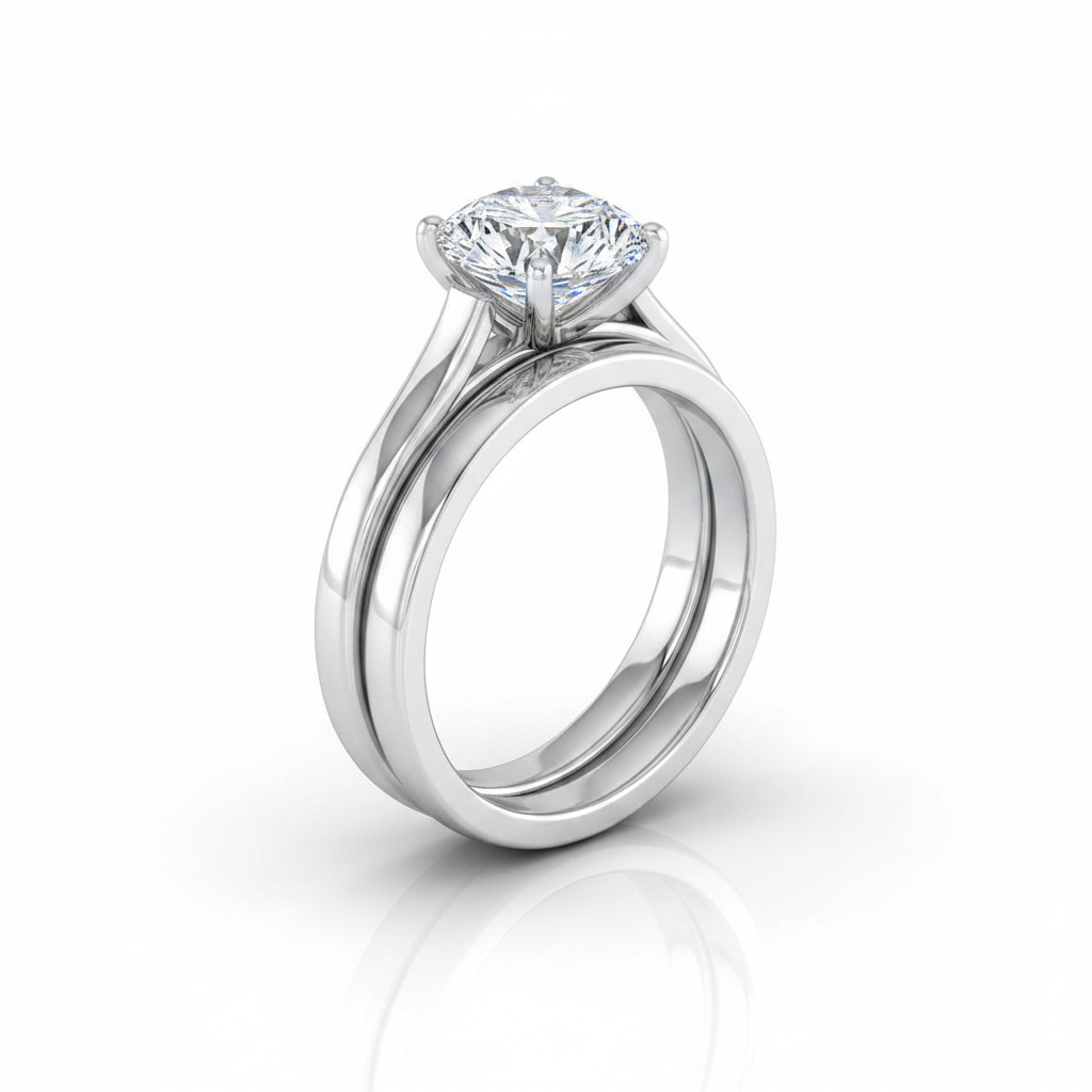 The Juliette Matching Wedding Band, Round in 18K White Gold