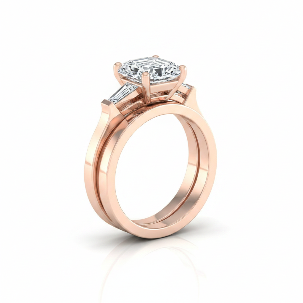The June Matching Wedding Band, Asscher in 14K Rose Gold | RockHer
