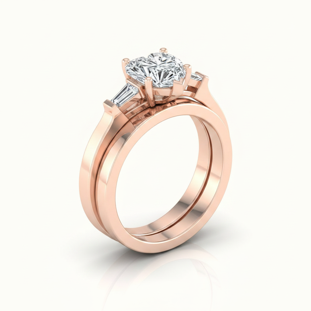 The June Matching Wedding Band, Heart in 14K Rose Gold | RockHer