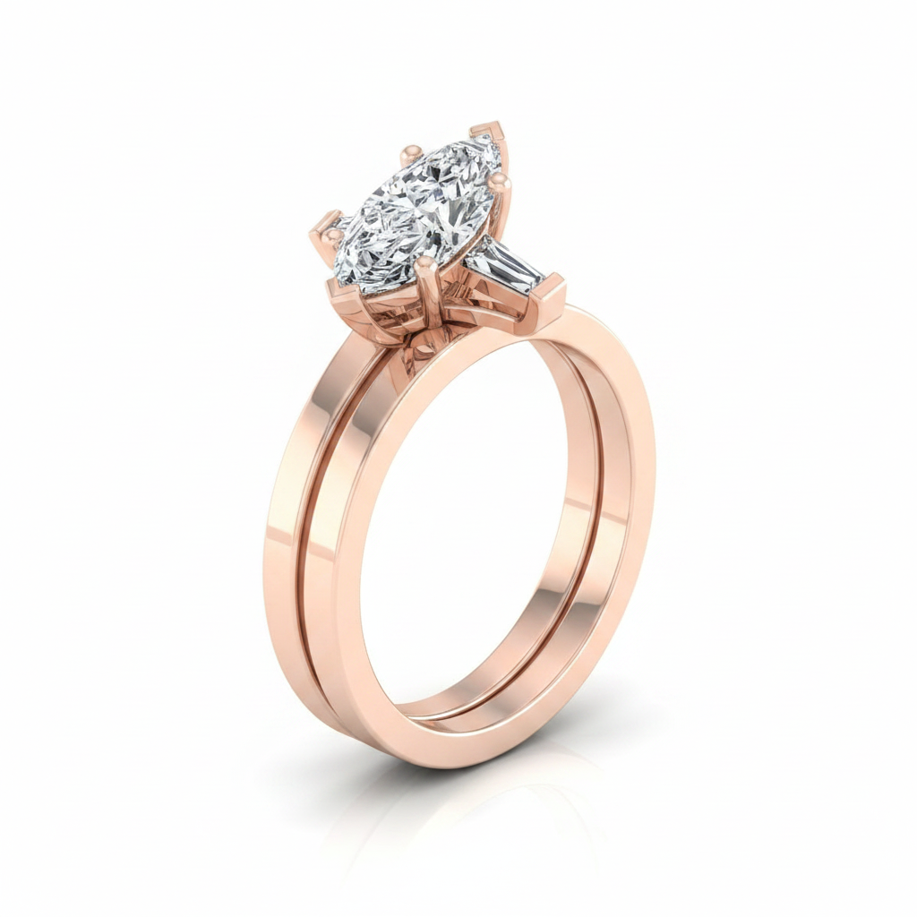 The June Matching Wedding Band, Marquise in 14K Rose Gold | RockHer