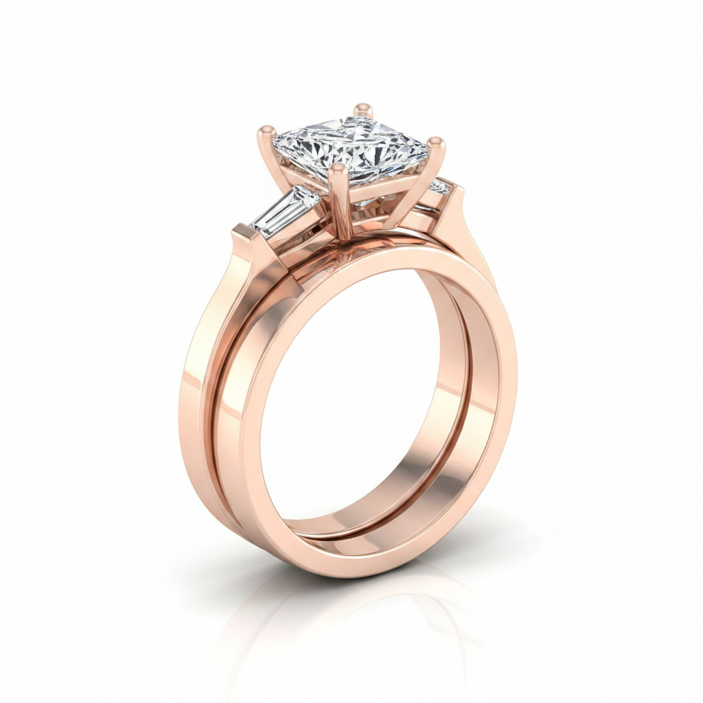 The June Matching Wedding Band, Princess in 14K Rose Gold | RockHer