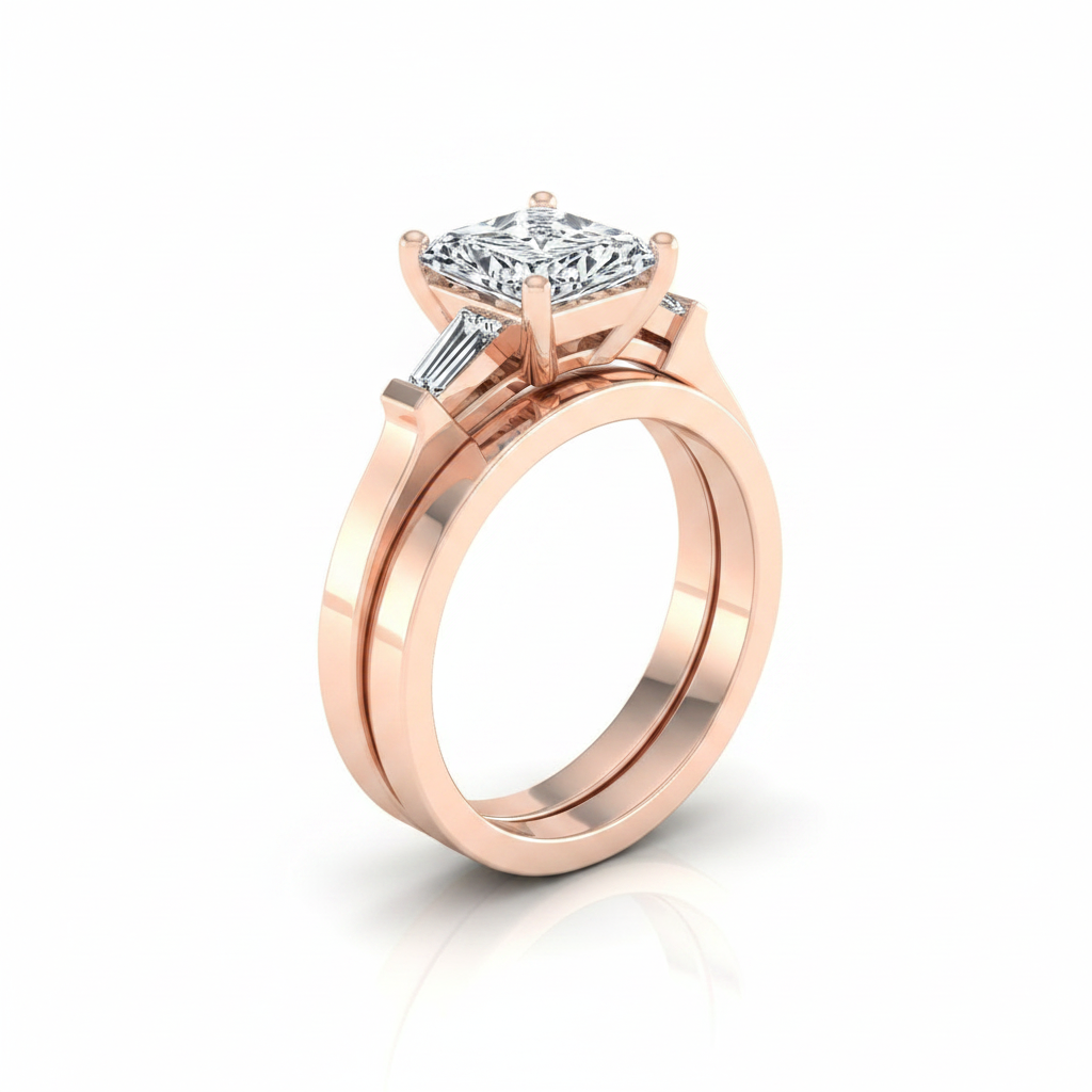 The June Matching Wedding Band, Radiant in 14K Rose Gold | RockHer