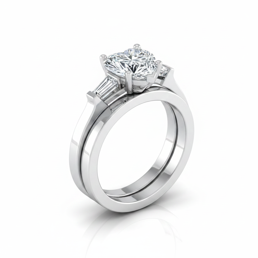 The June Matching Wedding Band, Heart in 18K White Gold | RockHer