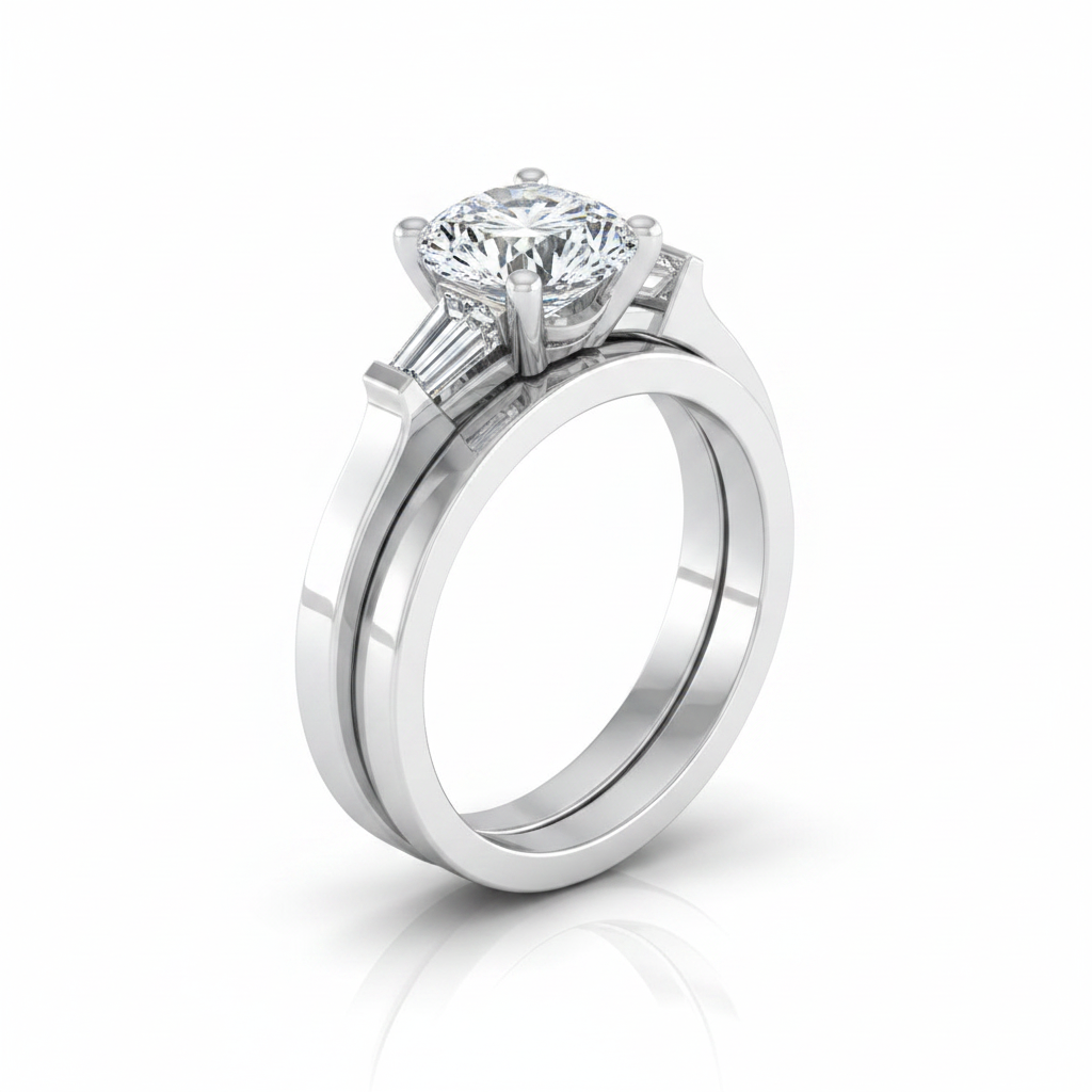 The June Matching Wedding Band, Round in 18K White Gold | RockHer