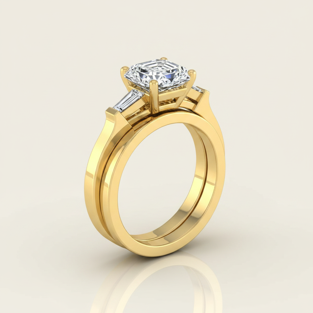 The June Matching Wedding Band, Asscher in 18K Yellow Gold | RockHer