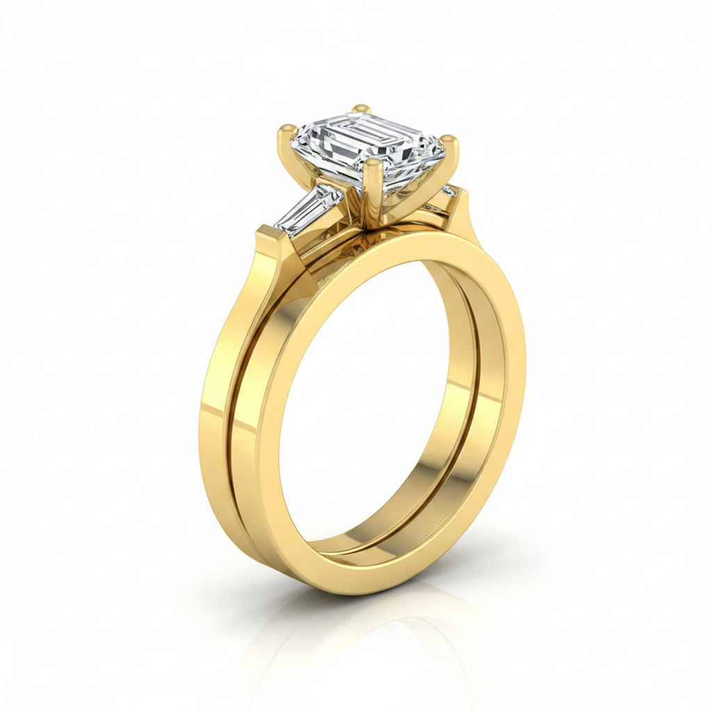 The June Matching Wedding Band, Emerald in 18K Yellow Gold | RockHer
