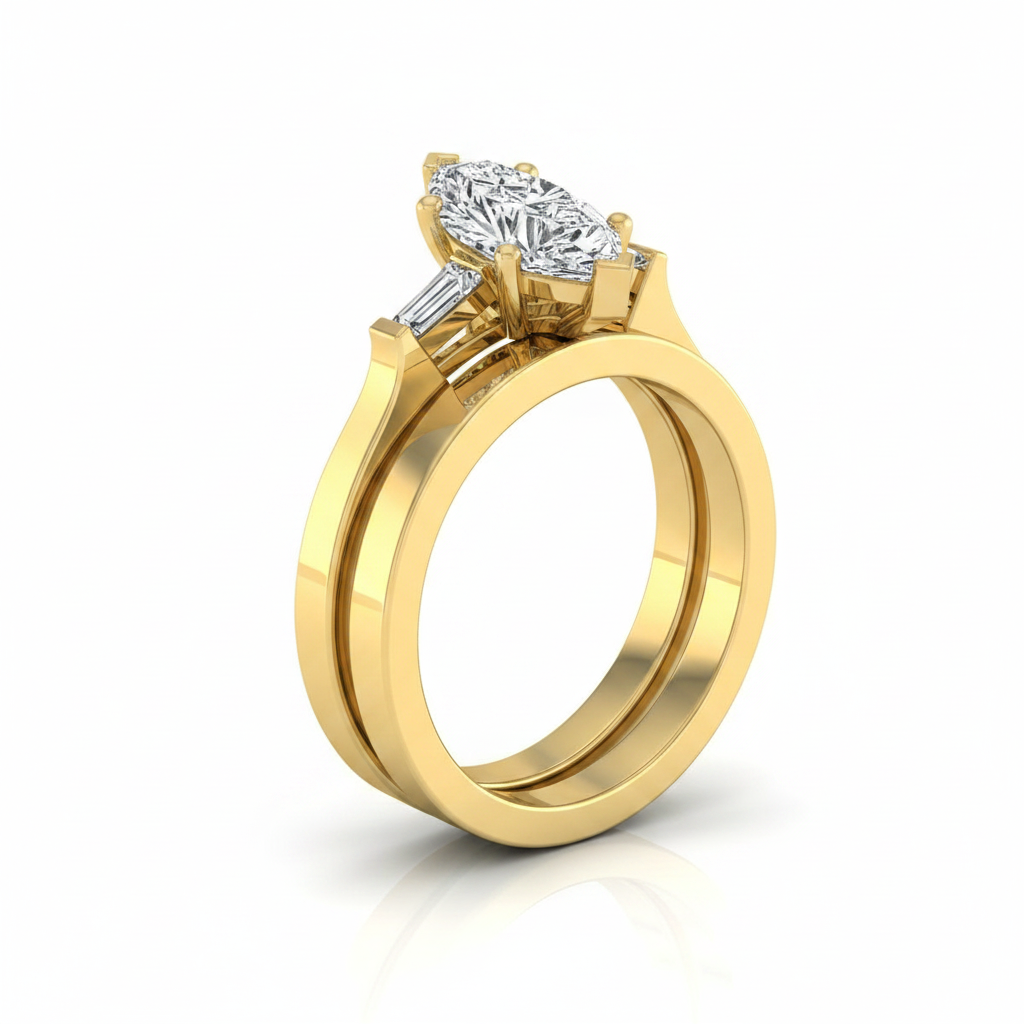 The June Matching Wedding Band, Marquise in 18K Yellow Gold | RockHer