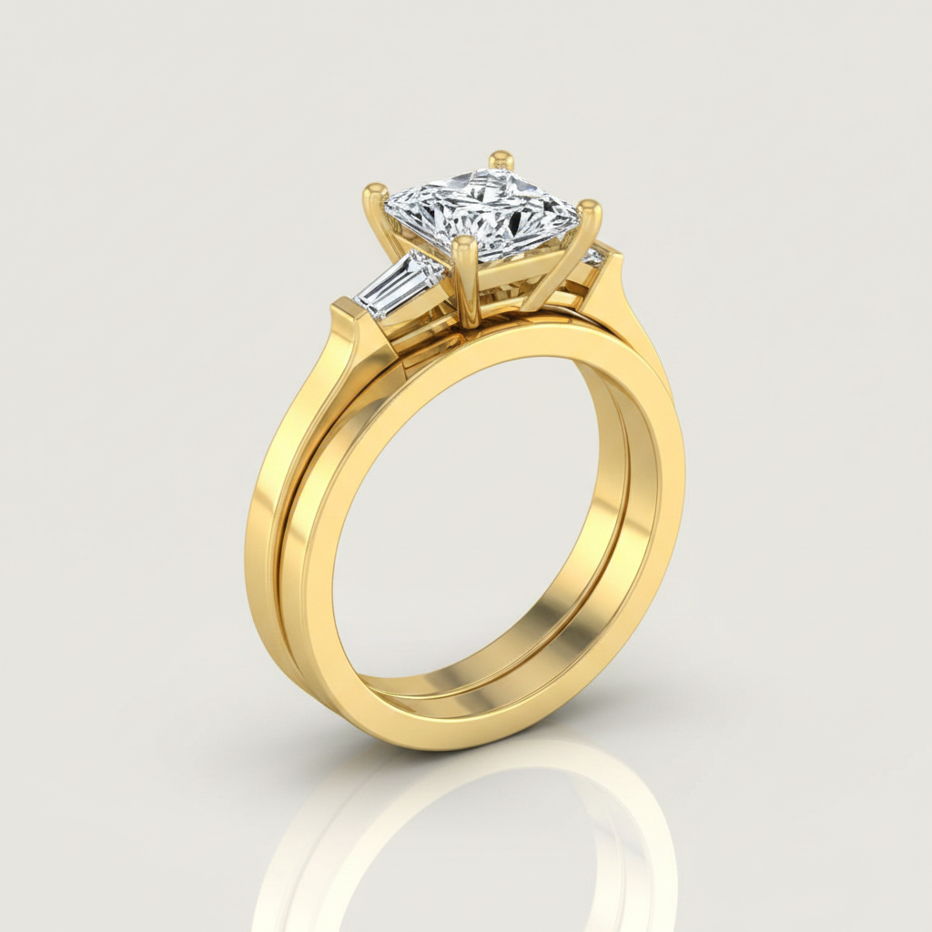 The June Matching Wedding Band, Princess in 18K Yellow Gold | RockHer