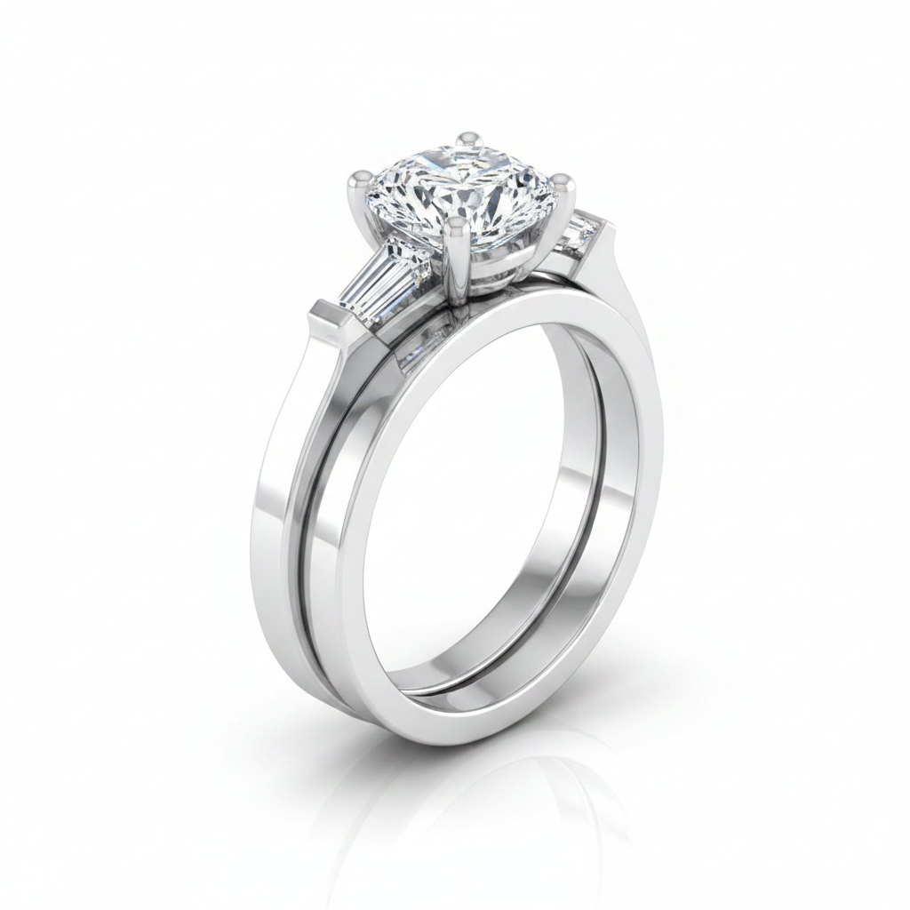 The June Matching Wedding Band, Cushion in Platinum | RockHer