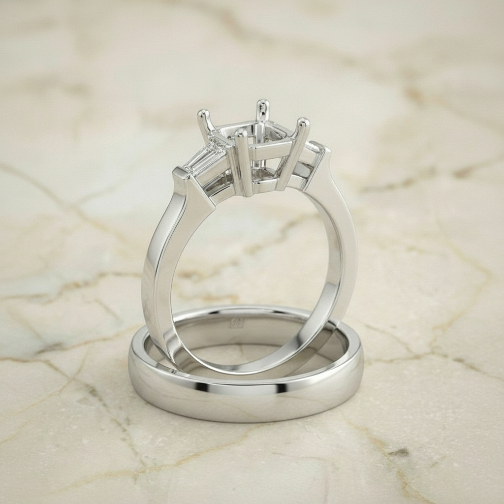 The June Matching Wedding Band, Emerald in Platinum | RockHer