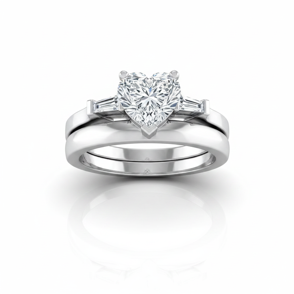 The June Matching Wedding Band, Heart in Platinum | RockHer