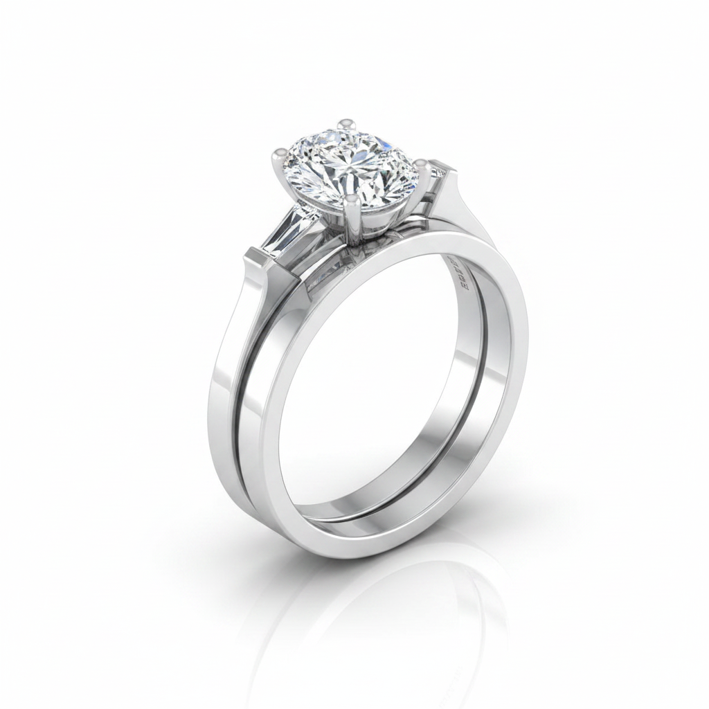 The June Matching Wedding Band, Oval in 18K White Gold | RockHer