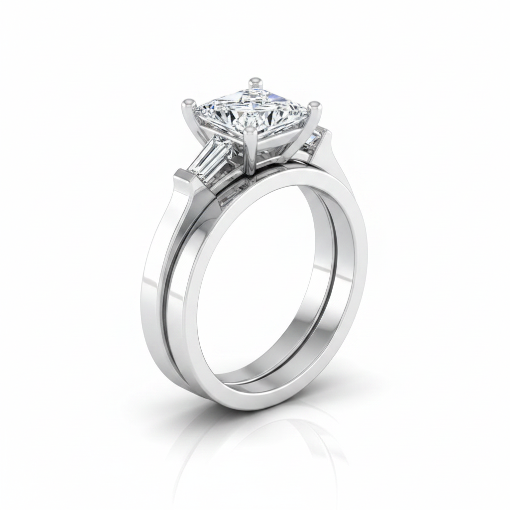 The June Matching Wedding Band, Princess in Platinum | RockHer