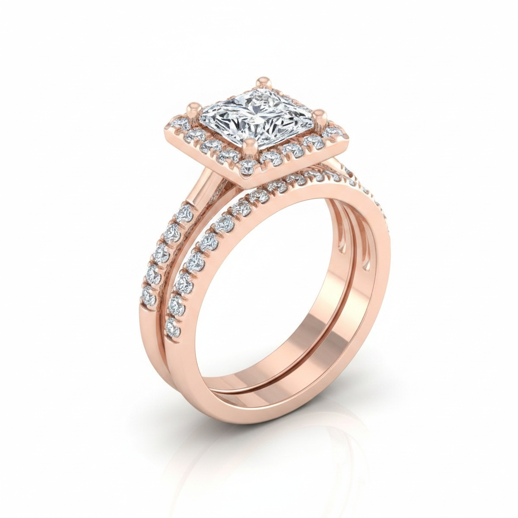 The Kate Matching Wedding Band, Princess in 14K Rose Gold