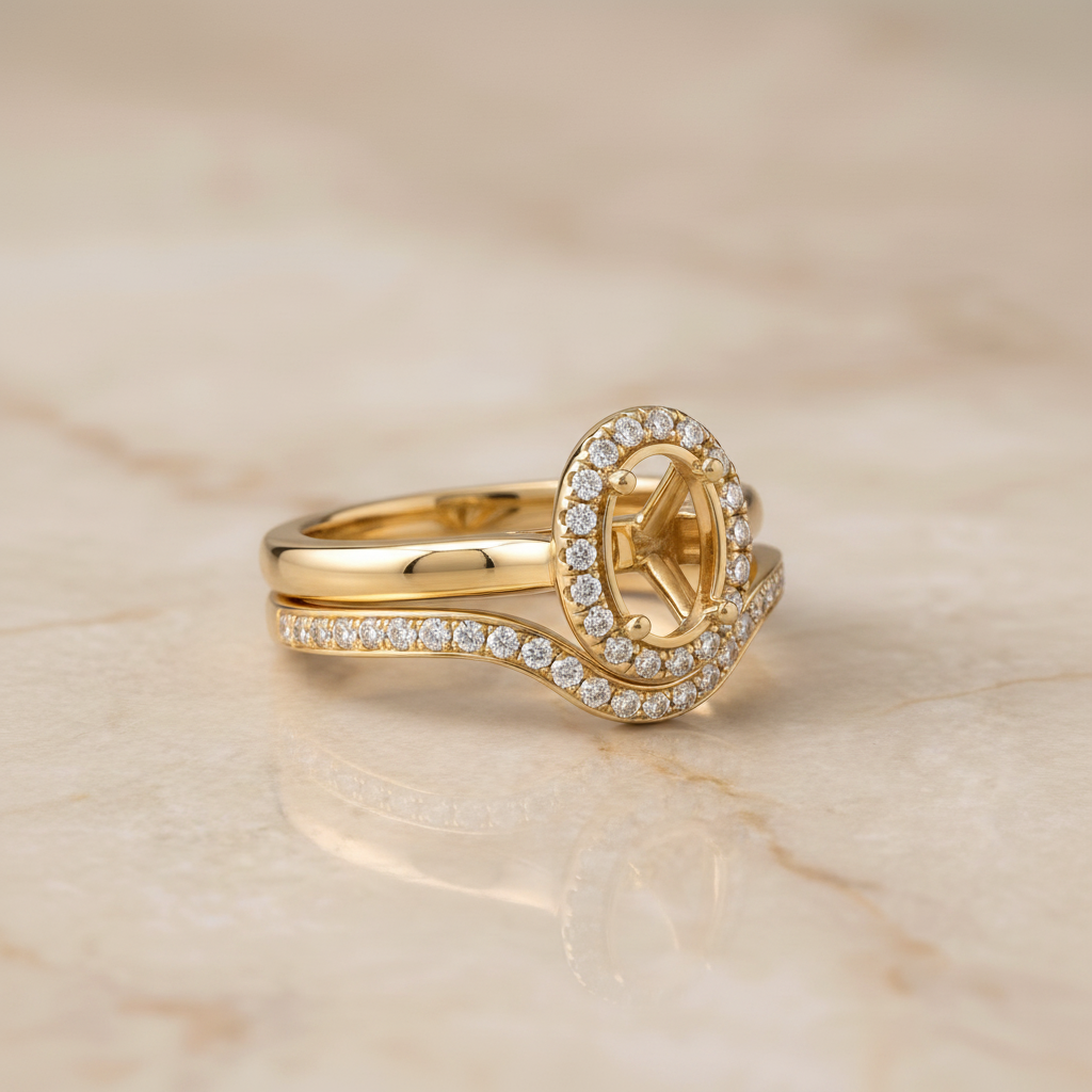 The Kate Matching Wedding Band, Oval in 18K Yellow Gold