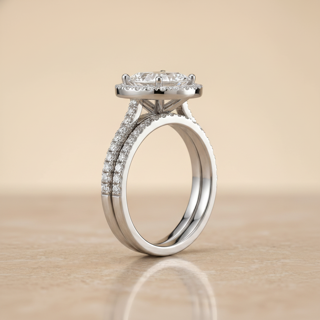 The Kate Matching Wedding Band, Oval in Platinum