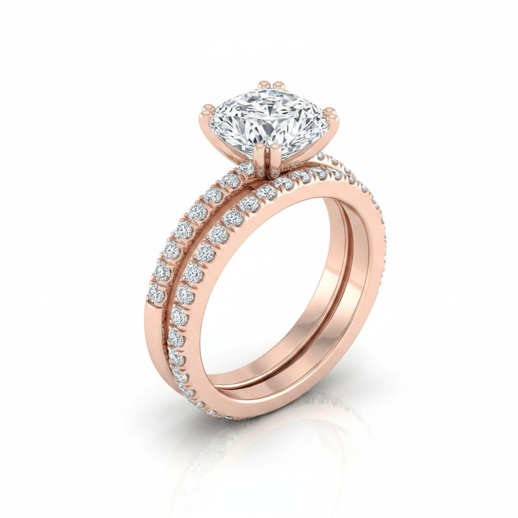 The Kelly Matching Wedding Band, Cushion in 14K Rose Gold | RockHer